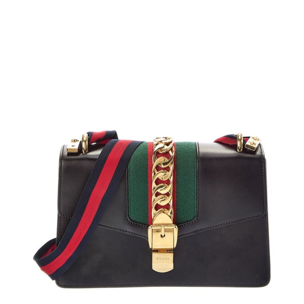 Gucci Black Calf Leather Sylvie Shoulder Bag (Authentic Pre-Loved)